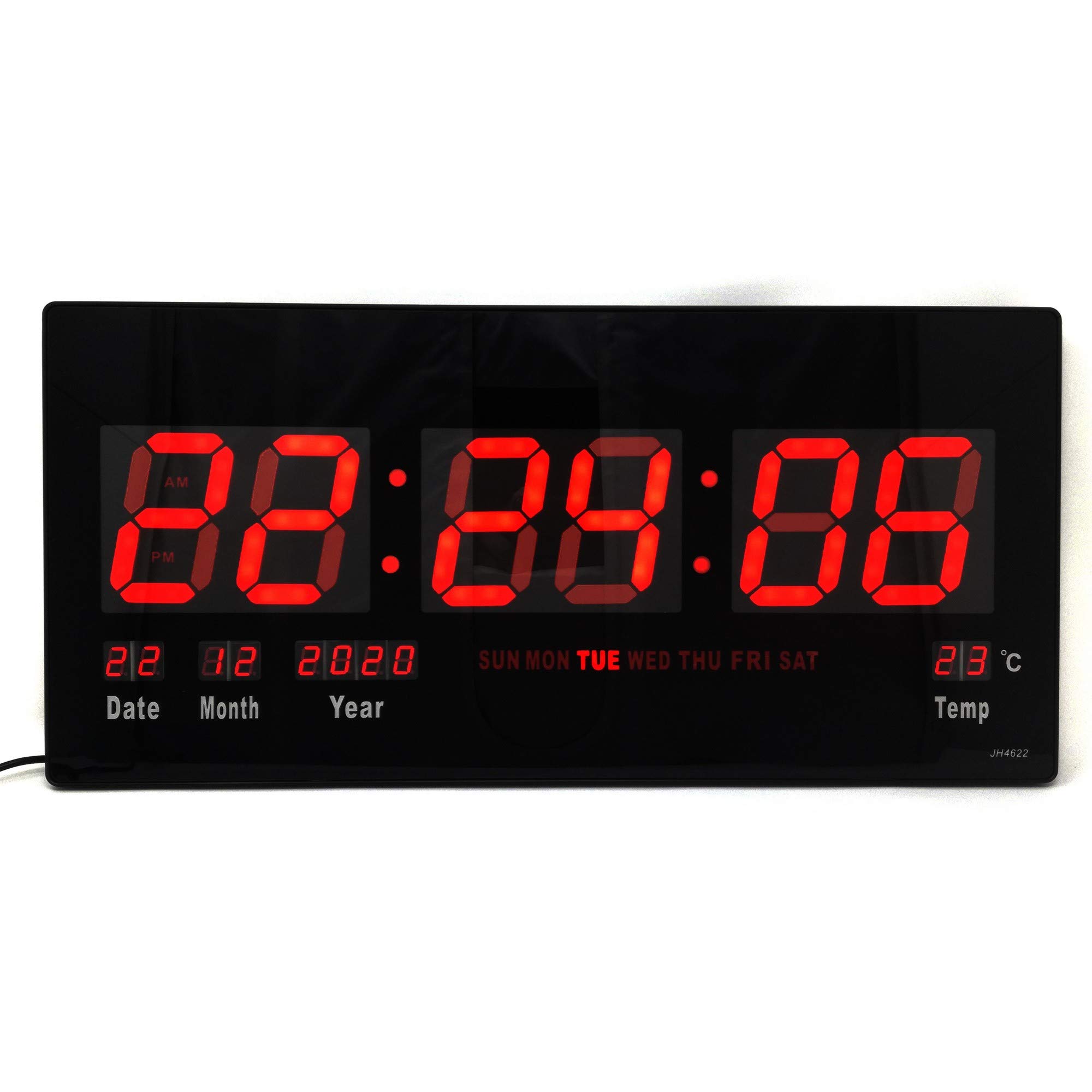 Starlet24 LED Wall Clock with Date and Temperature Display 45 x 22